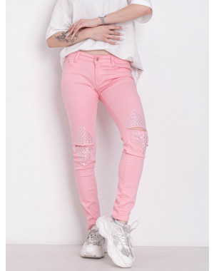 0118-5 пудровые женские джинсы (5 ед. размеры норма: XS. S. M. L. XL)