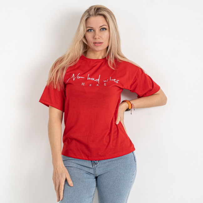 12073-5* красная женская футболка (oversize, стрейч-коттон, 4 ед. размеры норма: S. M. L. XL) выдача на следующий день Футболка: артикул 1144544