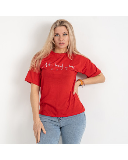 12073-5* красная женская футболка (oversize, стрейч-коттон, 4 ед. размеры норма: S. M. L. XL) выдача на следующий день Футболка