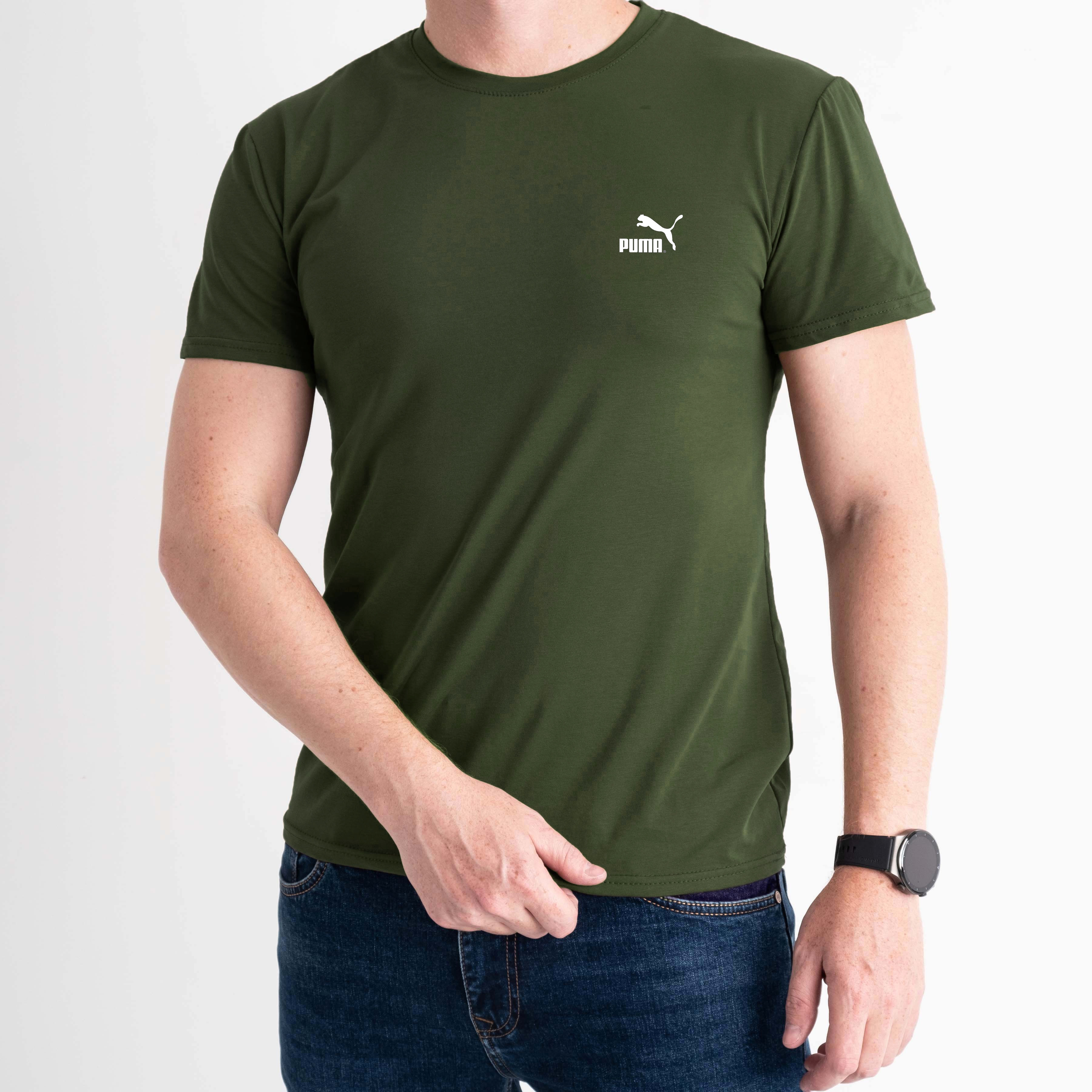 20505-7 ХАКИ футболка мужская БАТАЛЬНАЯ с БЕЛЫМ принтом (5 ед.размеры: 50.52.54.56.58)