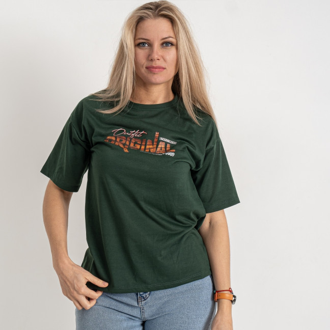12074-7* зеленая женская футболка (oversize, стрейч-коттон, 4 ед. размеры норма: S. M. L. XL) выдача на следующий день Футболка: артикул 1144550