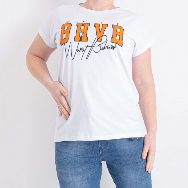 6525-10 Турецкая белая женская футболка (стрейч-коттон, 1 ед. один универсальный размер: полубатал-батал) Футболка: артикул 1142271