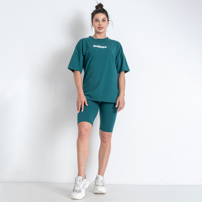 0140-76 темно-зеленый женский спортивный костюм (футболка + велосипедки) (5'TH AVENUE, 3 ед. размеры норма: 42. 44. 46) 5`th Avenue: артикул 1146758