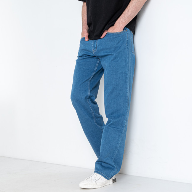 0058-1 синие мужские джинсы (ИНДОНЕЗИЯ, стрейчевые, 6 ед. размеры батал: 36. 38. 40. 42. 44. 46) Джинсы: артикул 1146790