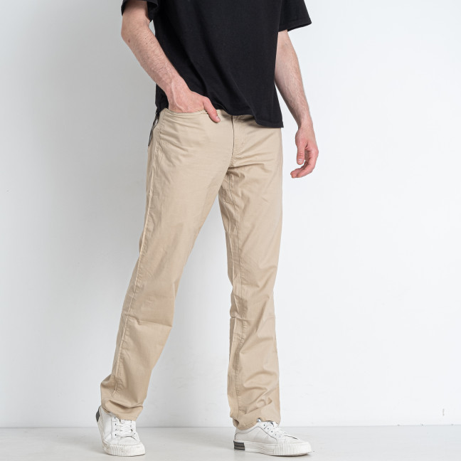 0075-2 светло-бежевые мужские брюки (ИНДОНЕЗИЯ, стрейчевые, 6 ед. размеры полубатал: 33. 36. 36. 38. 38. 40) Брюки: артикул 1146797
