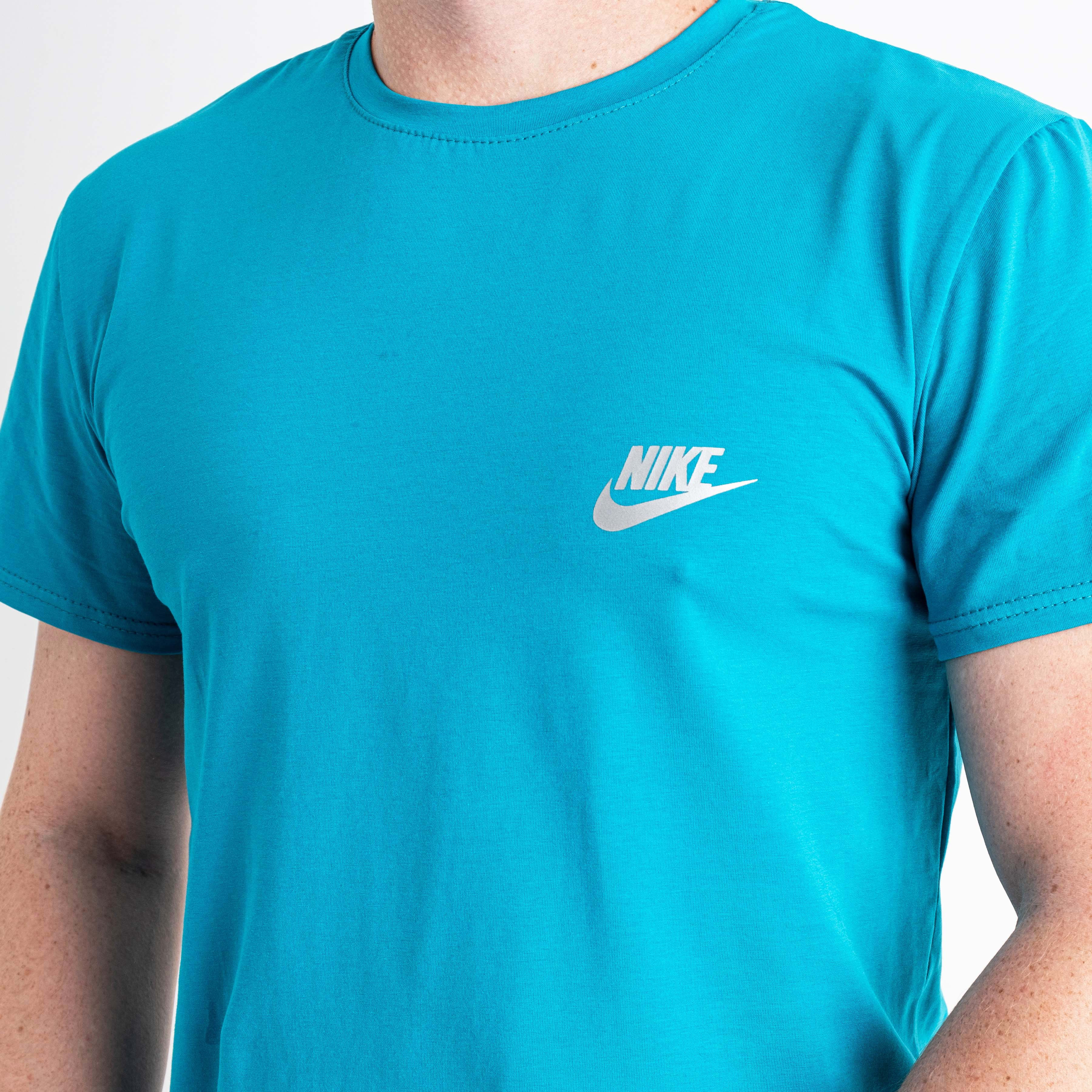 8065-75 БИРЮЗОВАЯ футболка мужская с принтом (5 ед. размеры: S.M.L.XL.2XL)