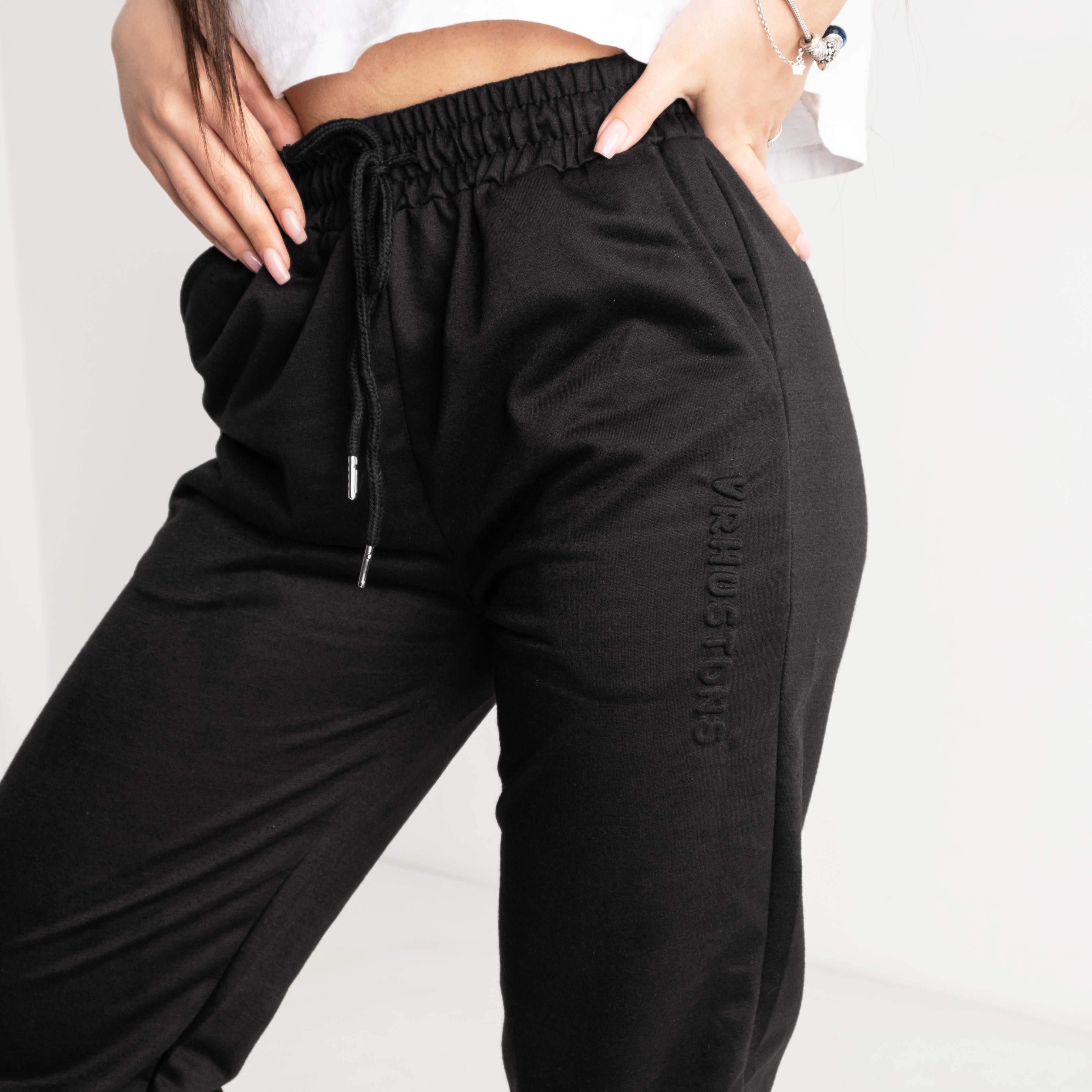 0014-1 ЧЕРНЫЕ X&D спортивные брюки женские из двунитки ( 6 ед. размеры : S.M.L.XL.2XL.3XL)