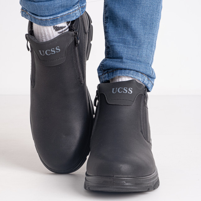 0603-742 размер 42 черные мужские ботинки (мех, экокожа хорошего качества, коробка в комплекте) Ботинки: артикул 1142432
