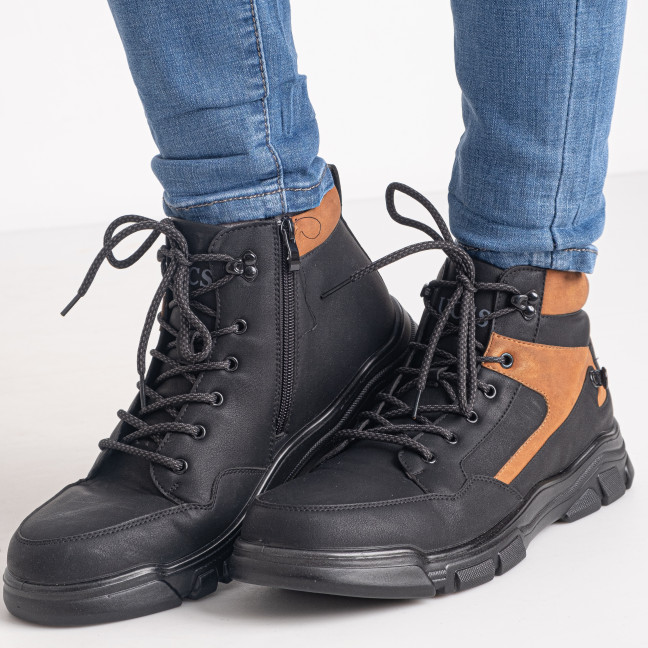 0505-140 размер 40 черные мужские ботинки (мех, экокожа хорошего качества, коробка в комплекте) Ботинки: артикул 1142415