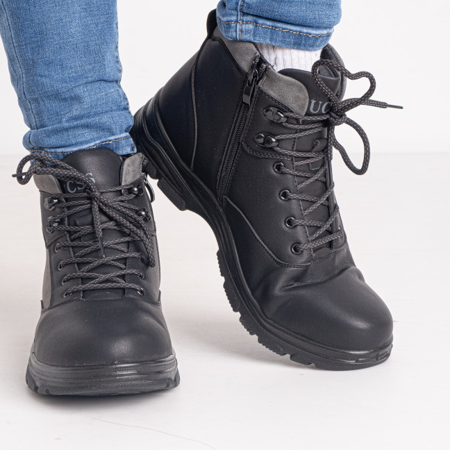 0602-842 размер 42 черные мужские ботинки (мех, экокожа хорошего качества, коробка в комплекте) Ботинки: артикул 1142437