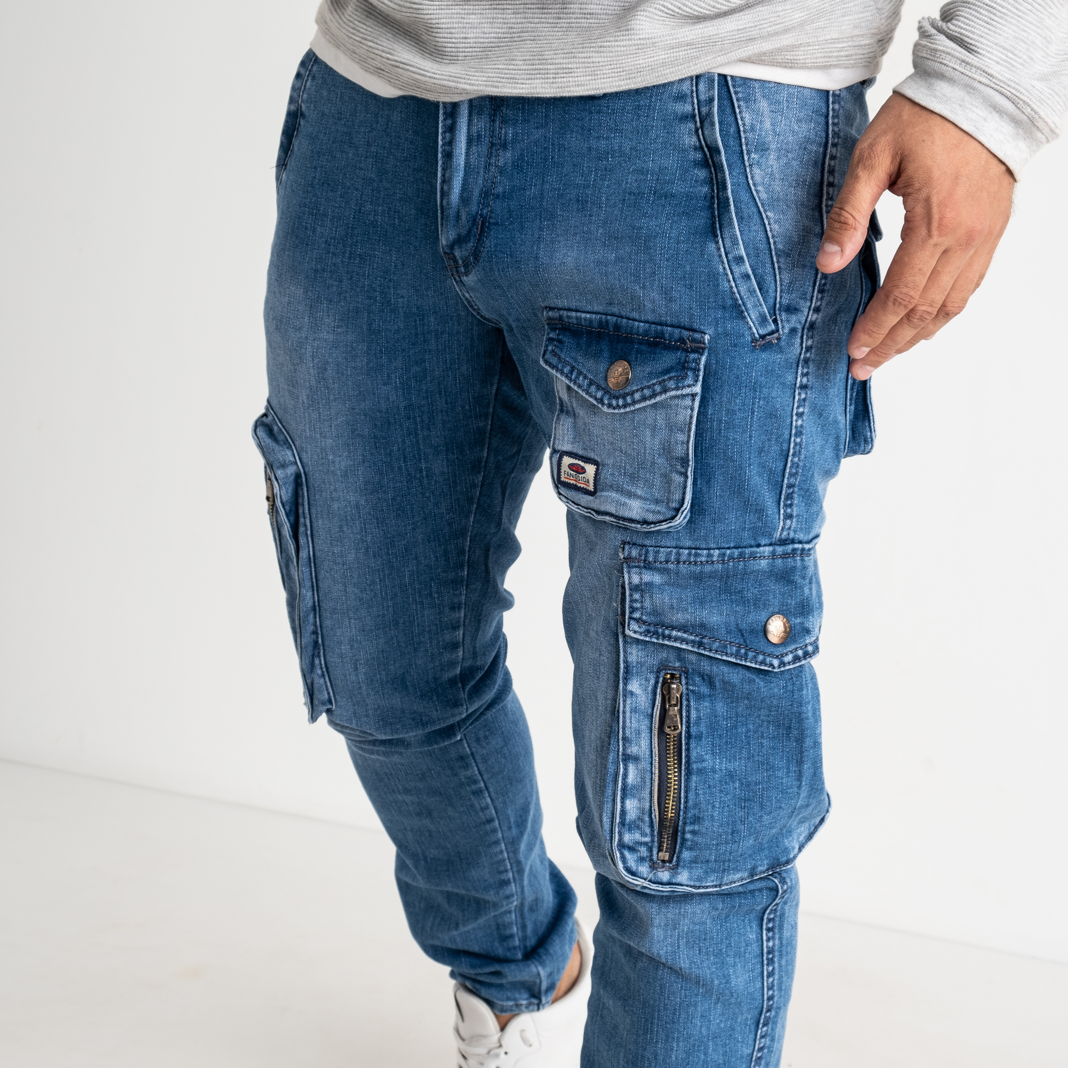 8320 FANGSIDA джинсы мужские синие стрейчевые (8 ед. размеры: 28.29.30.31.32.33/2.34)               