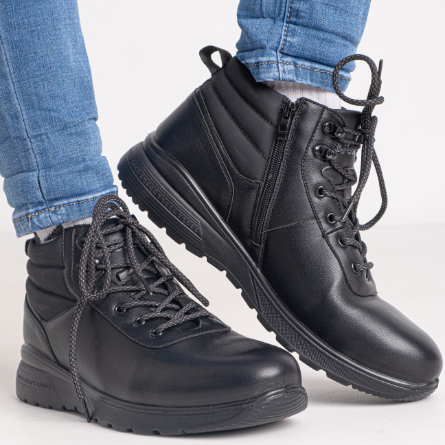 0805-743 размер 43 черные мужские ботинки (мех, экокожа хорошего качества, коробка в комплекте) Ботинки: артикул 1142399