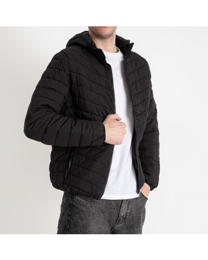 0719-1 черная мужская куртка (капюшон, синтепон, 5 ед. размеры норма: M. L. XL. 2XL. 3XL) Куртка