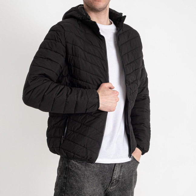 0719-1 черная мужская куртка (капюшон, синтепон, 5 ед. размеры норма: M. L. XL. 2XL. 3XL) Куртка: артикул 1144594