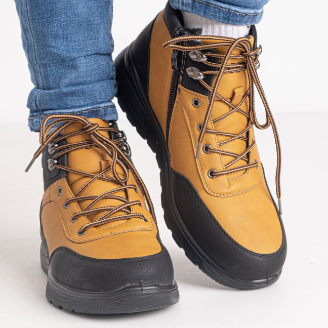 0807-142 размер 42 желтые мужские ботинки (мех, экокожа хорошего качества, коробка в комплекте) Ботинки: артикул 1142440