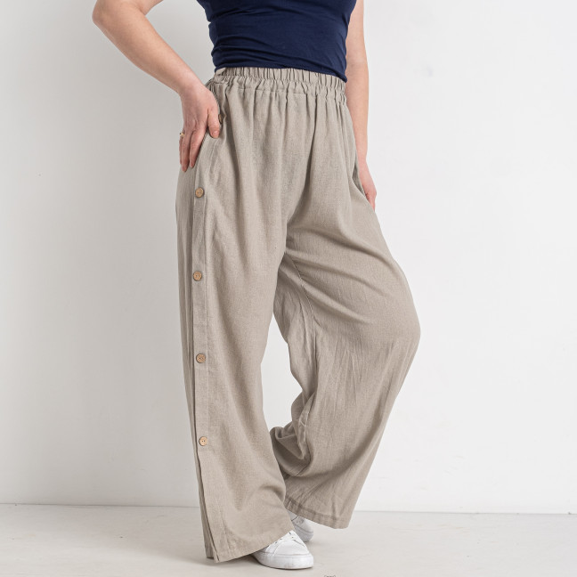 1555-3 бежевые женские брюки (лён, 4 ед. размеры батал: 3XL. 4XL. 5XL. 6XL) Брюки: артикул 1144709