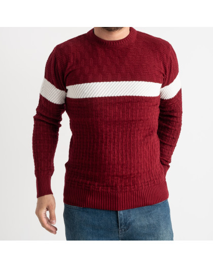 1080-5 бордовый мужской свитер (PAMUK PARK, машинная вязка, 3 ед. размеры норма: M. L. XL) Pamuk Park