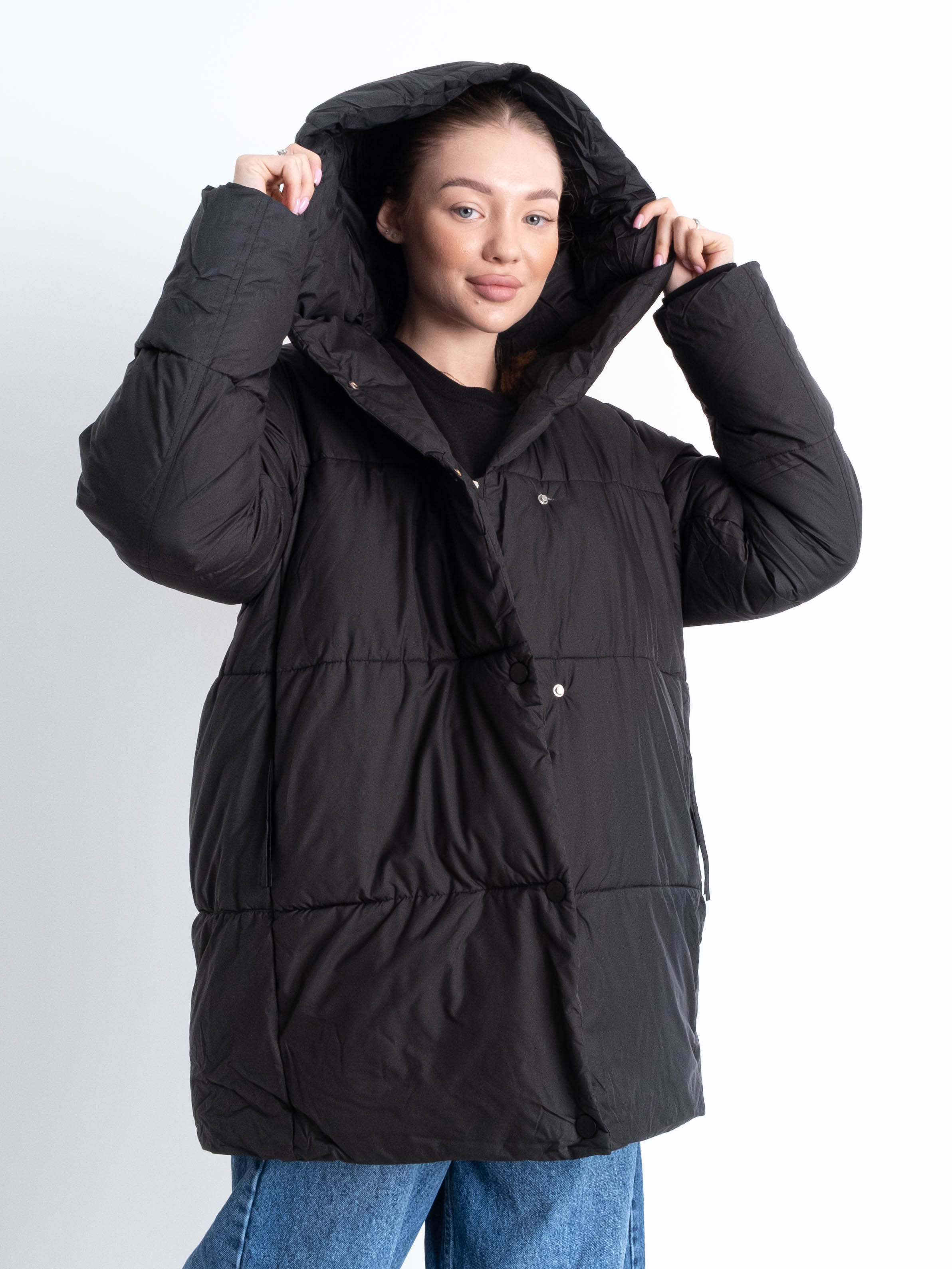 0702-1 черная женская куртка (синтепон, 4 ед. размеры норма: M. L. XL. 2XL)