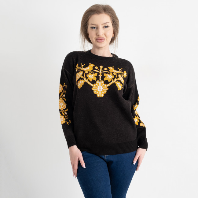4248-18 черно-желтый женский свитер (1 ед. один универсальный размер: 48-52 Свитер: артикул 1141865