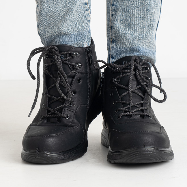 0801-740 размер 40 черные мужские ботинки (мех, экокожа хорошего качества, коробка в комплекте) Ботинки: артикул 1142385