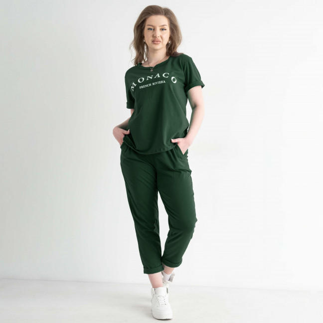 0167-79 темно-зеленый женский спортивный костюм (футболка + штаны) (5'TH AVENUE, 3 ед. размеры полубатал: 48. 50. 52) 5`th Avenue: артикул 1147013