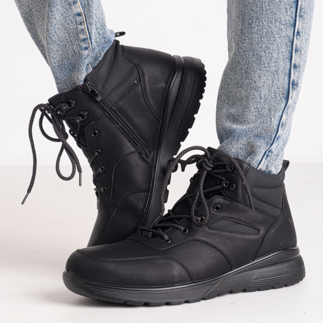 0801-745 размер 45 черные мужские ботинки (мех, экокожа хорошего качества, коробка в комплекте) Ботинки: артикул 1142388