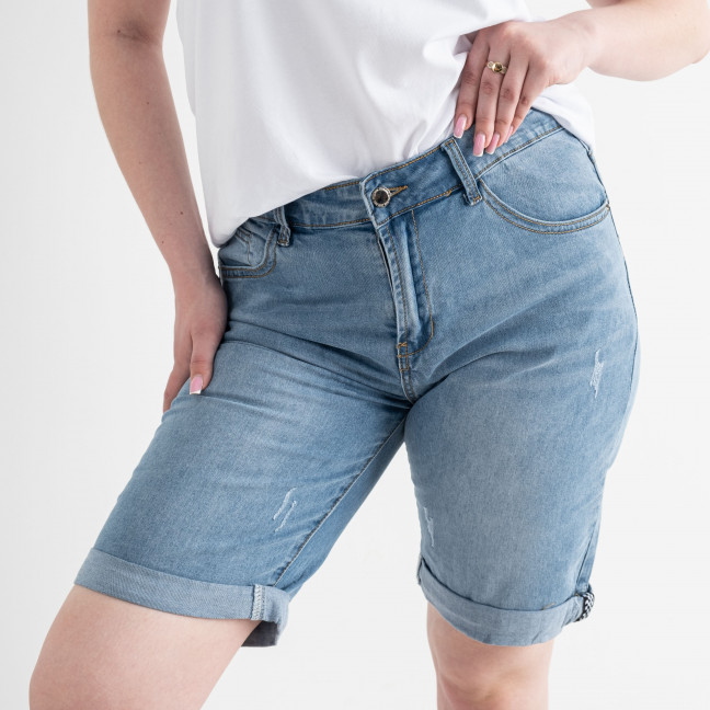 3033 # NEW JEANS джинсовые шорты женские голубые батальные стрейчевые (6 ед.размеры:31.32.33.34.36.38) New Jeans: артикул 1135698