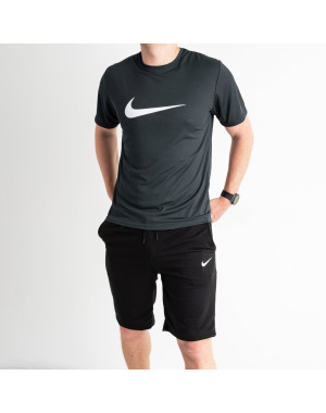 3375-66 ГРАФИТОВЫЙ спортивный костюм мужской (футболка + шорты) С ПРИНТОМ (5 ед. размеры: M.L.XL.2XL.3XL)