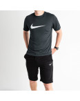 3375-66 ГРАФИТОВЫЙ спортивный костюм мужской (футболка + шорты) С ПРИНТОМ (5 ед. размеры: M.L.XL.2XL.3XL): артикул 1136099