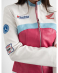 0863 AOLONG БЕЛО-РОЗОВАЯ куртка женская "Formula 1 street racing" из экокожи (5 ед. размеры: S.M.L.XL.2XL): артикул 1139762