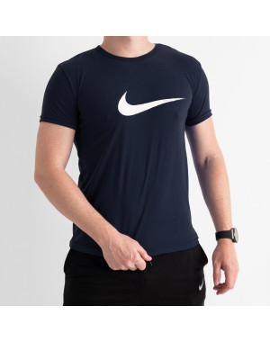 20204-20 ТЁМНО СИНЯЯ футболка мужская с БЕЛЫМ принтом (4 ед.размеры: M.L.XL.XXL)