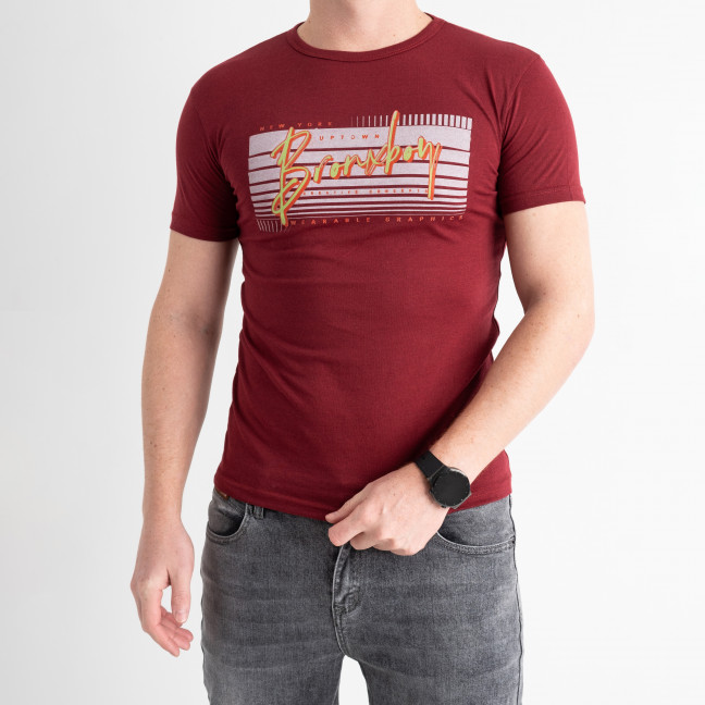 7072-4 БОРДОВАЯ футболка мужская с принтом (4 ед.размеры: M.L.XL.2XL) Футболка: артикул 1133356