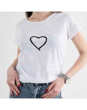 7041-10 БЕЛАЯ футболка женская с принтом (3 ед.размеры: S.M.L)