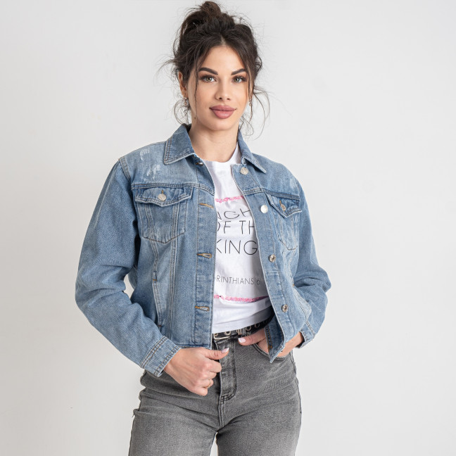 0909 голубая женская джинсовая куртка (NEW JEANS, коттоновая, 6 ед. размеры молодежка: XS. S. M. L. XL. 2XL) New Jeans: артикул 1142984