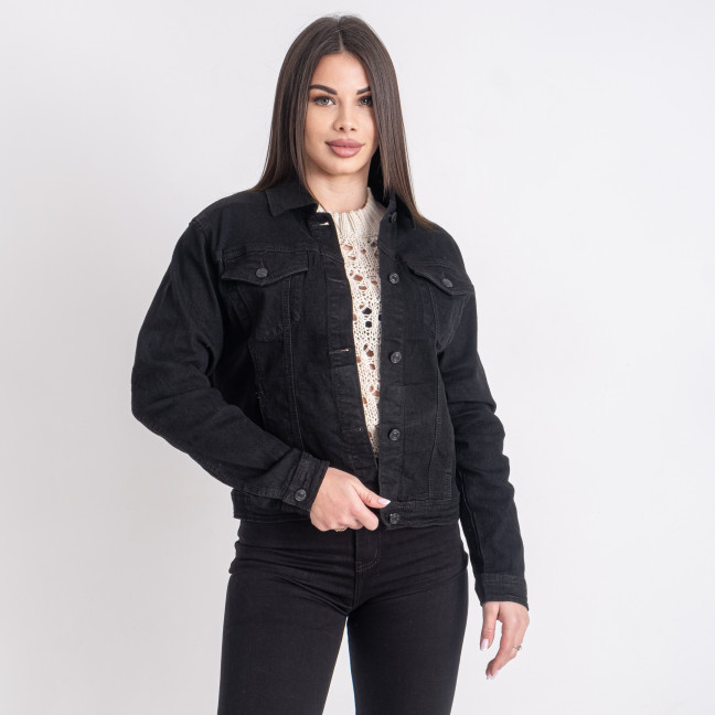 0900 черная женская джинсовая куртка (NEW JEANS, коттоновая, 6 ед. размеры: XS. S. M. L. XL. 2XL) New Jeans: артикул 1142996