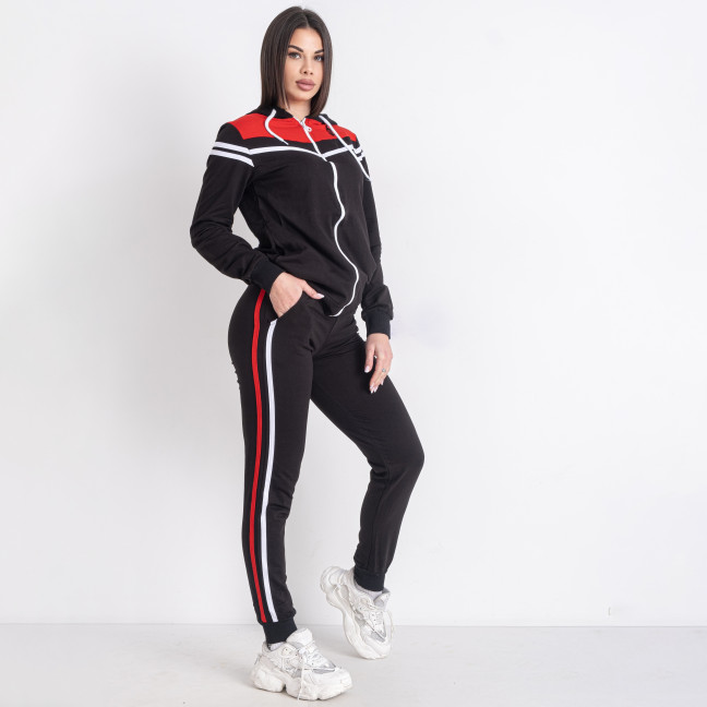 0354-5 черно-красный женский спортивный костюм (двунитка, 4 ед. размеры на бирках: S. M. L. XL, соответствуют молодежке XXS. XS. S. M) Спортивный костюм: артикул 1142991