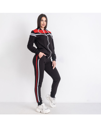 0354-5 черно-красный женский спортивный костюм (двунитка, 4 ед. размеры на бирках: S. M. L. XL, соответствуют молодежке XXS. XS. S. M) Спортивный костюм