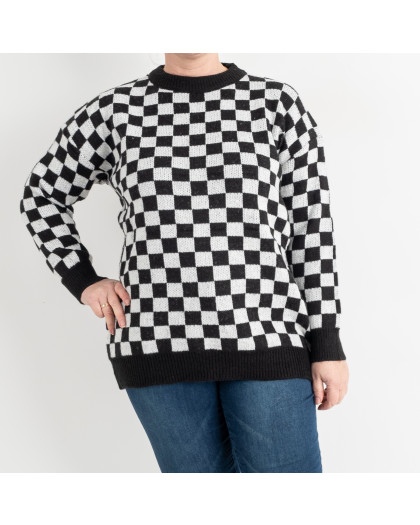 26337* черно-белый женский свитер (принт "Шахматная Доска", 5 ед. один универсальный размер: 52-54) выдача на следующий день Свитер