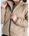 0066-11 БЕЖЕВАЯ ПОЛУБАТАЛЬНАЯ куртка-зефирка женская из экокожи (3 ед. размеры : 48.50.52): артикул 1129796
