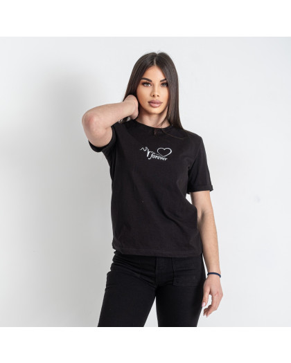 90101-1 черная женская футболка (принт, 5 ед. размеры норма: S. M. L. XL. 2XL) Футболка
