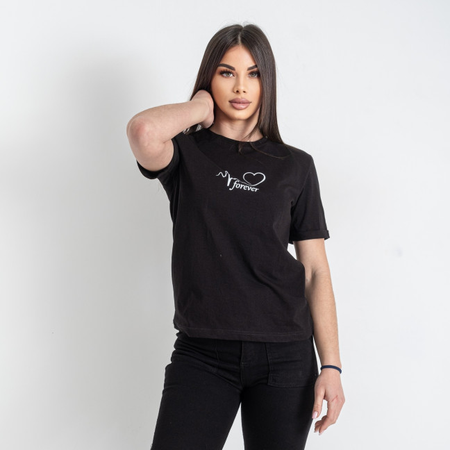90101-1 черная женская футболка (принт, 5 ед. размеры норма: S. M. L. XL. 2XL) Футболка: артикул 1145169