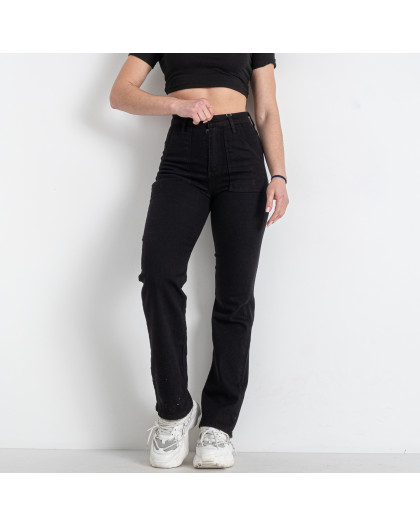 0413-25  черные женские джинсы (стрейчевые, 8 ед. размеры на бирках: 34. 36. 36. 38. 38. 40. 42. 44, соответствуют норме: 25-30) Джинсы