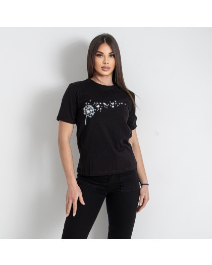 90103-1 черная женская футболка (принт, 5 ед. размеры норма: S. M. L. XL. 2XL) Футболка