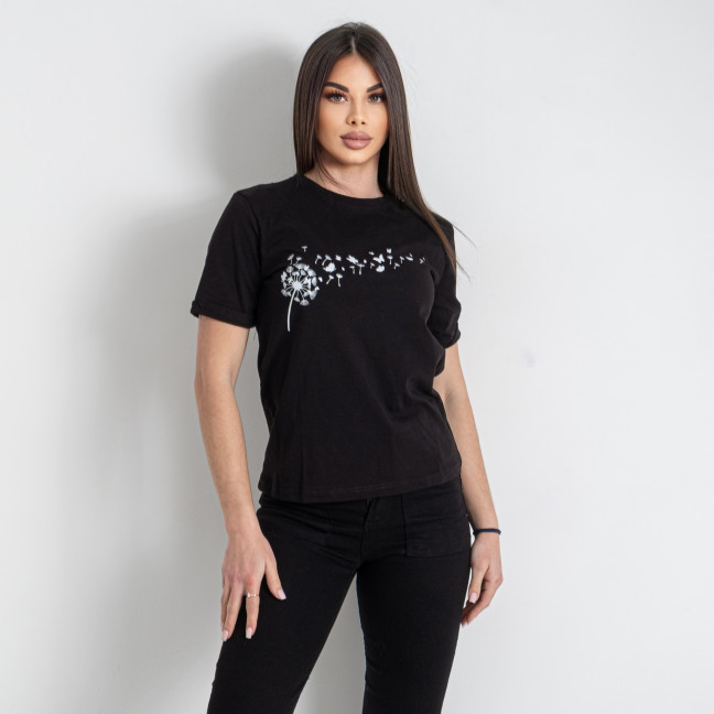 90103-1 черная женская футболка (принт, 5 ед. размеры норма: S. M. L. XL. 2XL) Футболка: артикул 1145174