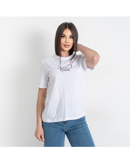 90101-10 белая женская футболка (принт, 5 ед. размеры норма: S. M. L. XL. 2XL) Футболка