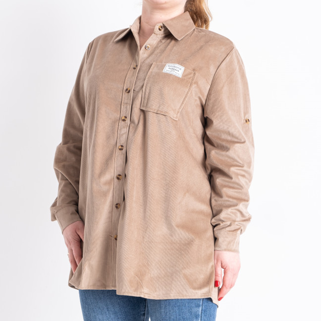 8001-2* серо-бежевая женская рубашка (BASE, микровельвет, 3 ед. размеры батал: 58. 60. 62) Base: артикул 1143134