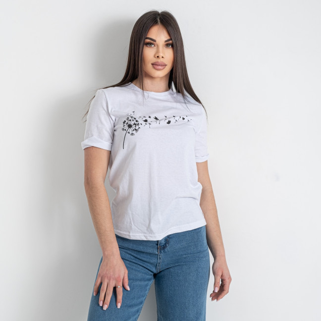 90103-10 белая женская футболка (принт, 5 ед. размеры норма: S. M. L. XL. 2XL) Футболка: артикул 1145173