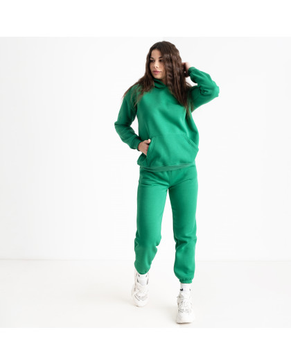 2045-с7 зеленый женский спортивный костюм ( YOLA, не кашлатится, турецкая трехнитка, флис, 4 ед. размеры норма: S. M. L. XL) YOLA