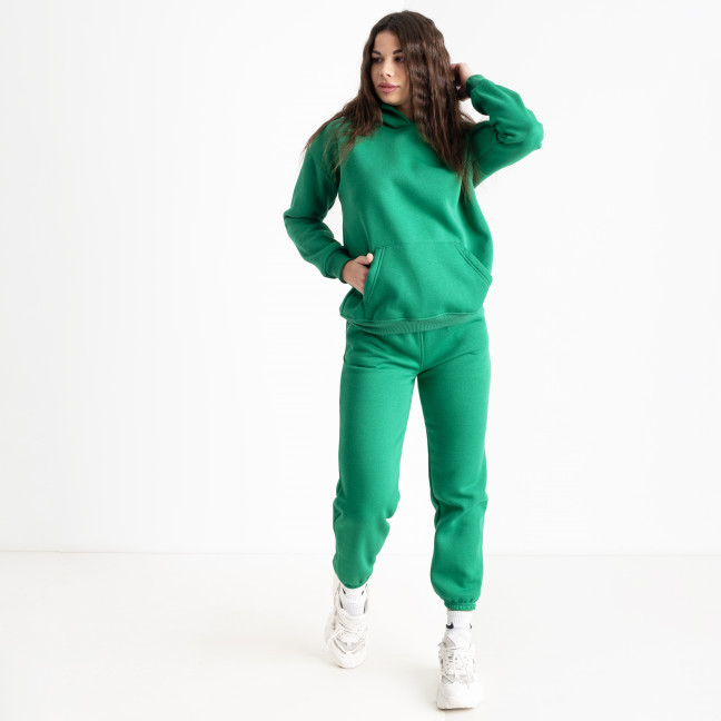 2045-с7 зеленый женский спортивный костюм ( YOLA, не кашлатится, турецкая трехнитка, флис, 4 ед. размеры норма: S. M. L. XL) YOLA: артикул 1141442