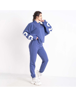 0540-22 синий женский спортивный костюм (5'TH AVENUE, турецкая двунитка, 3 ед. размеры норма: 42. 44. 46)